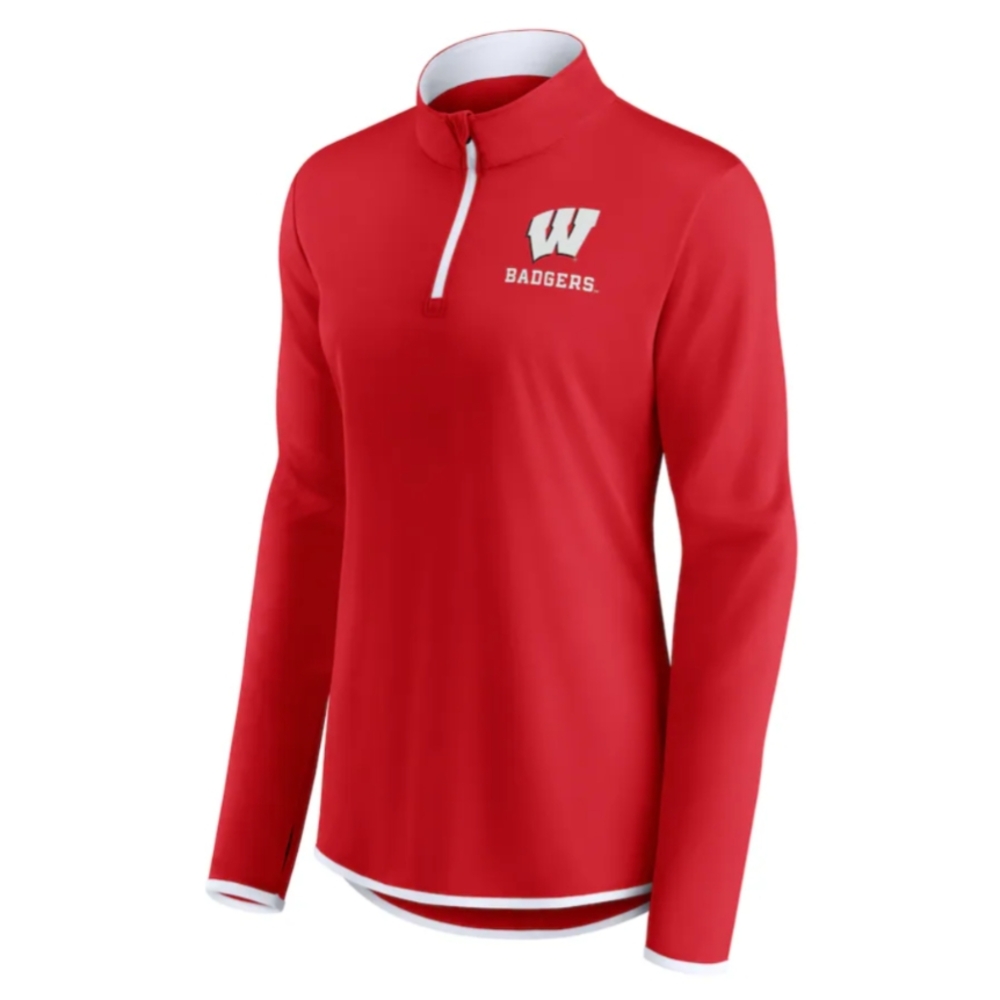 FANATICS Wisconsin Badgers Red Quarter-Zip Pullover Size Large NWT